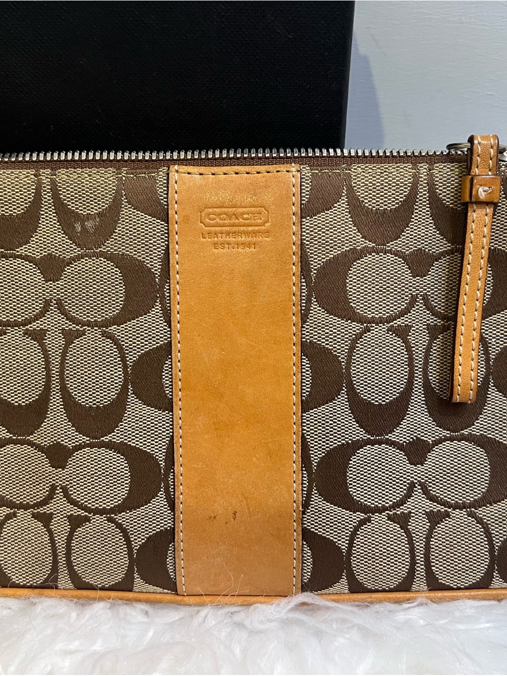 Y2K Vintage Coach Signature Slim Demi Zip bag classic brown crossbody